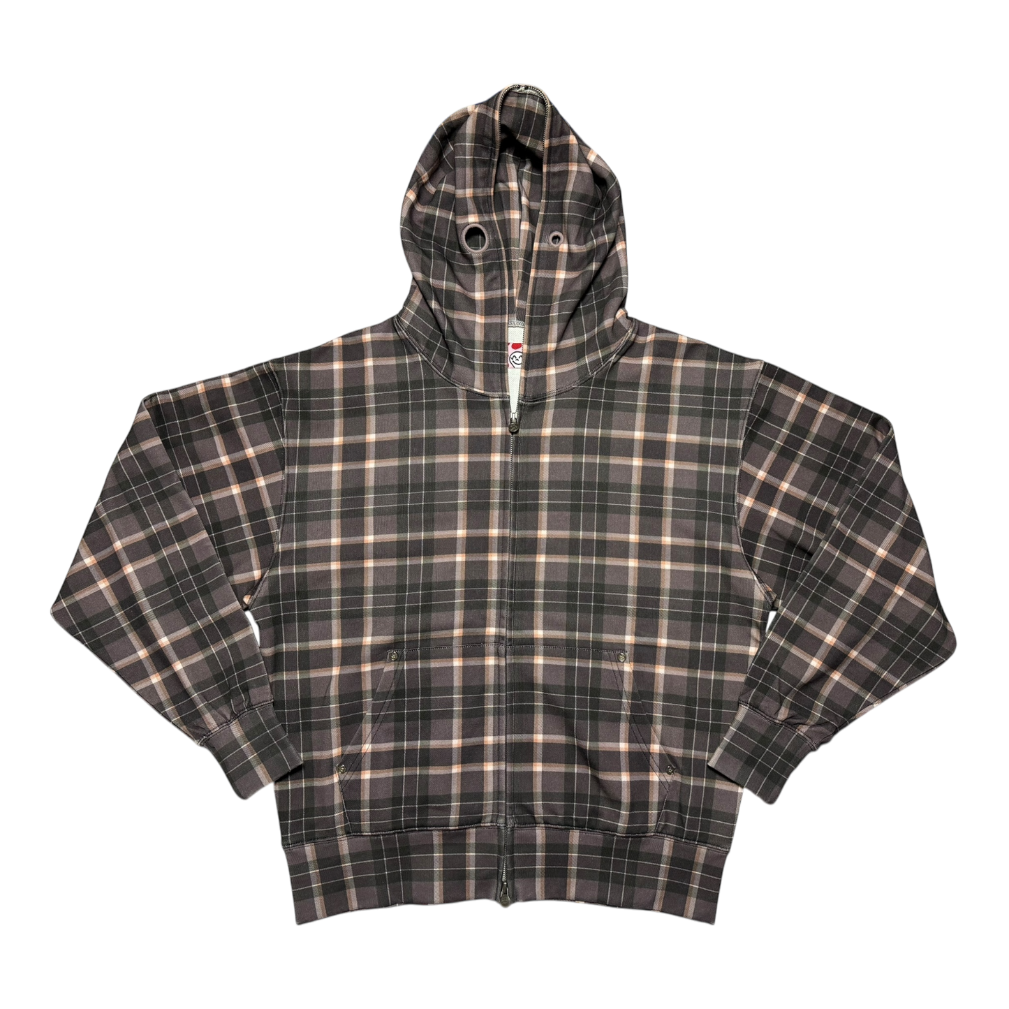 PLAID FULL ZIP BROWN