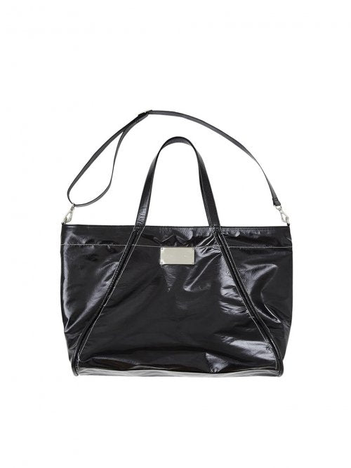 BIG COATING TOTE BAG IN BLACK