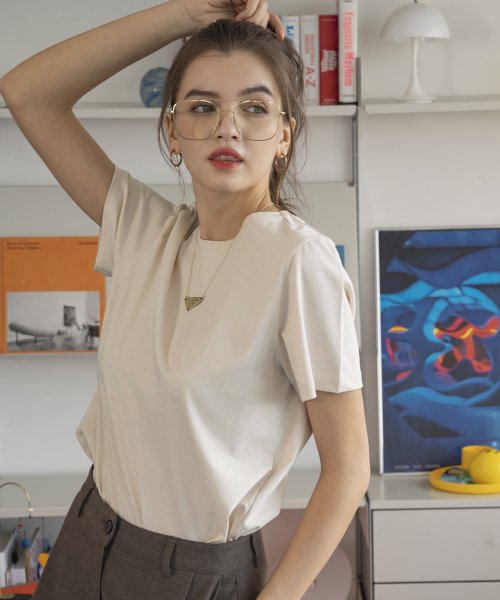 A3403 Signature silket T-shirt_Light beige