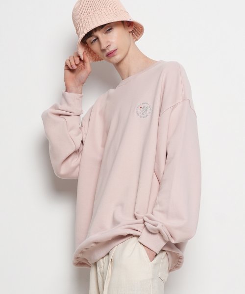 유니섹스 올웨더 오버맨투맨 티셔츠 연핑크