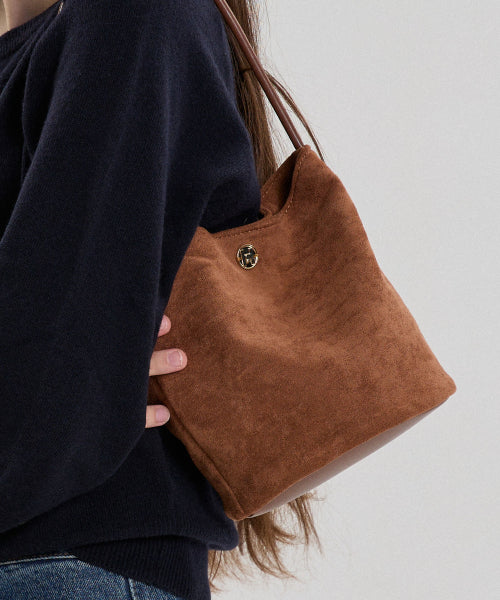 SUEDE BUCKET BAG_BROWN