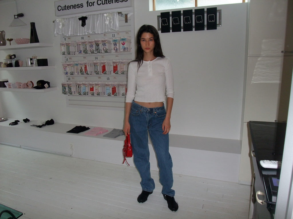 Archie Punching Sleeve Top (White)