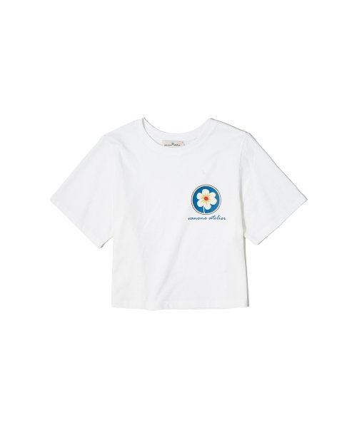A3425 Crop flower T-shirt_Ivory