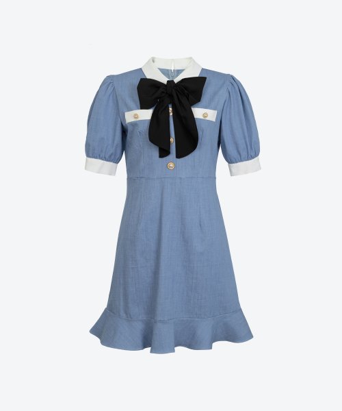 세일러 카라 데님 미니 원피스 드레스_UWS-SS01