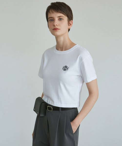 NICOLE CROP HALF TEE_WHITE