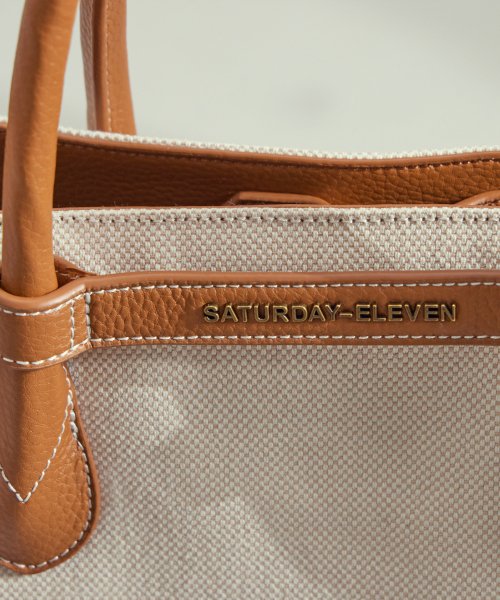 투톤 캔버스 레더 브릿지 토트백 _ 브라운 아이보리