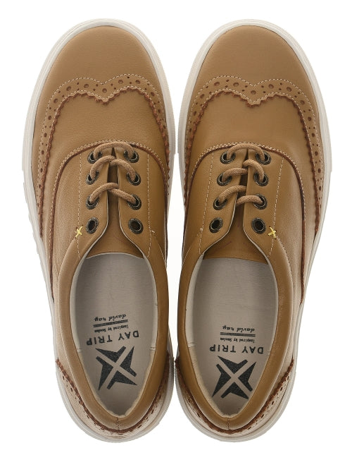 소가죽 윙팁 스니커즈 크리스텔라 탄