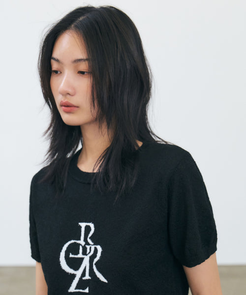 Buckle Symbol Logo Short Sleeve Knit_BLACK