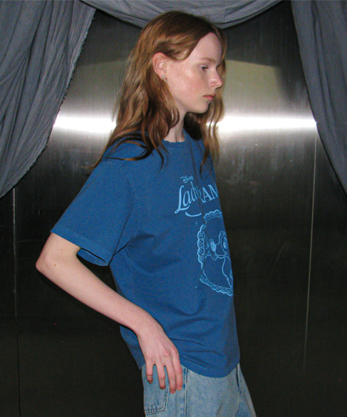 HEART LADY AND THE TRAMP BASIC FIT T SHIRT BLUE