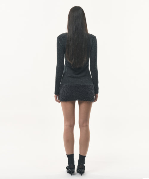 hairy knit dress (Charcoal)