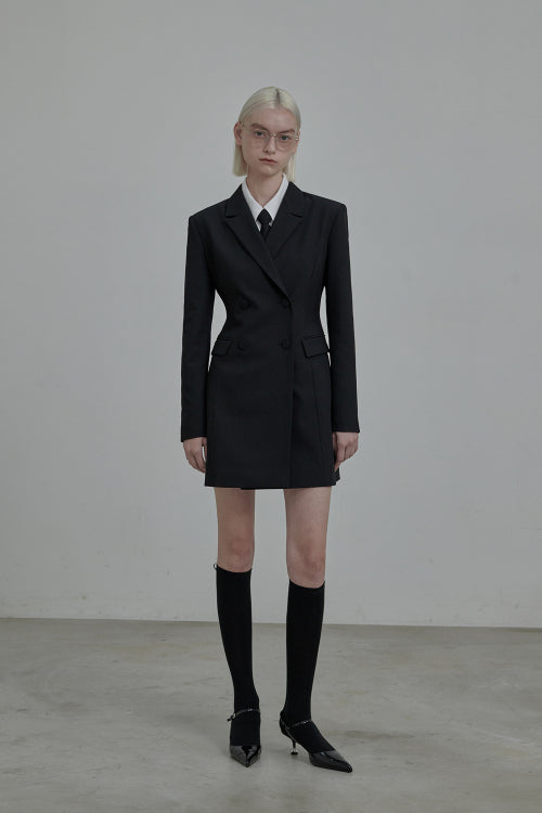 젠 수트 자켓 드레스-블랙