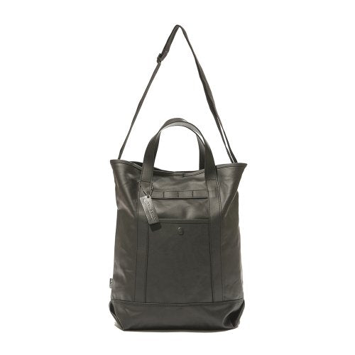 COATED CANVAS 2WAY TOTE BAG - BLACK