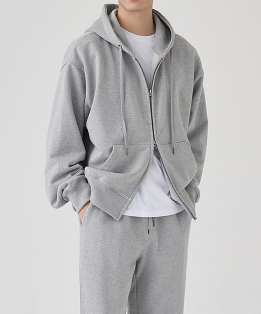 2WAY 스웻 후드 집업 (MELANGE GREY)