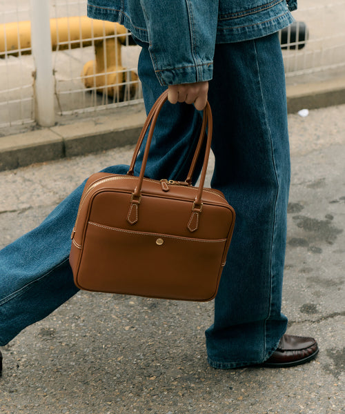 CLASSIC 28 LEATHER BAG TAN_UDBA4F201CM
