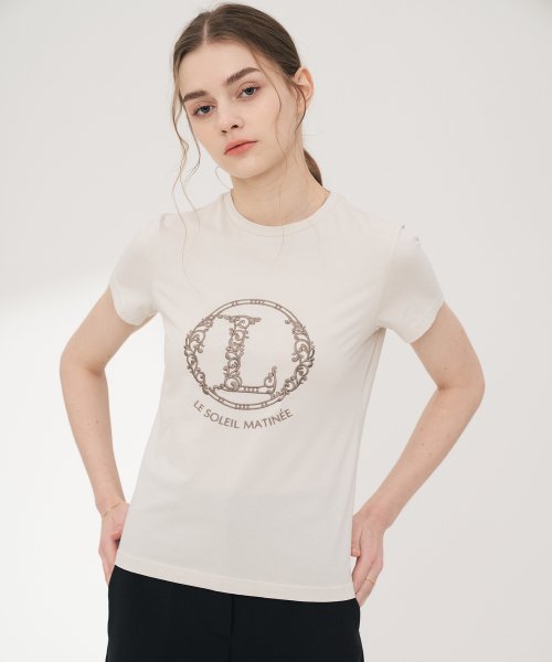 Embroidery L Crew Short Sleeve[GREIGE]