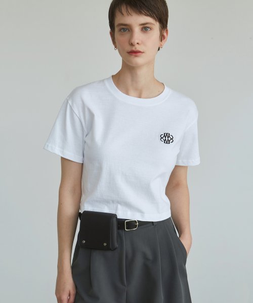 NICOLE CROP HALF TEE_WHITE