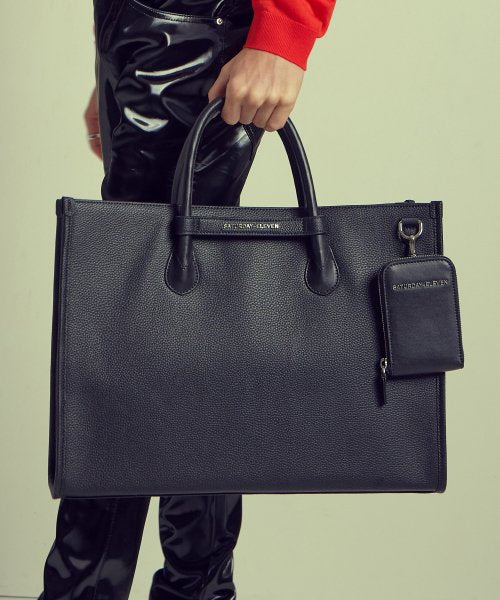 톱스티치 레더 브릿지 토트백