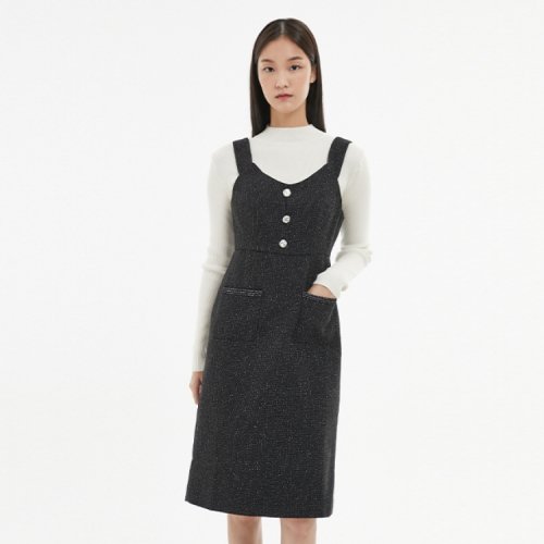 민소매 메탈사 트위드 원피스 AN4WOA62