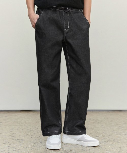 Comfortable Banding Denim Pants DCPT025CPBlack