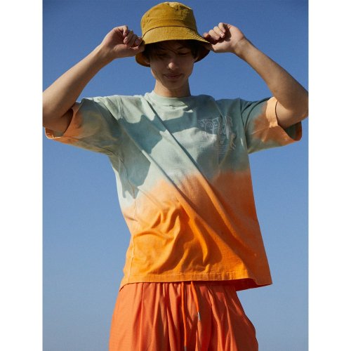 Dipping Dyeing Graphic TShirt  Orange