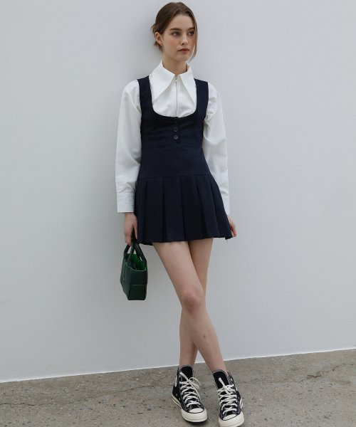 플리츠 스커트 슬림 베스트 원피스