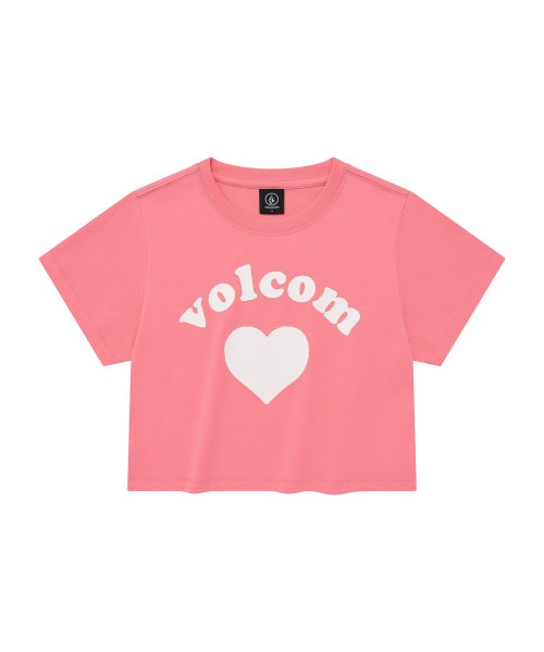 하트 크롭 반팔 티셔츠(라이트 핑크)