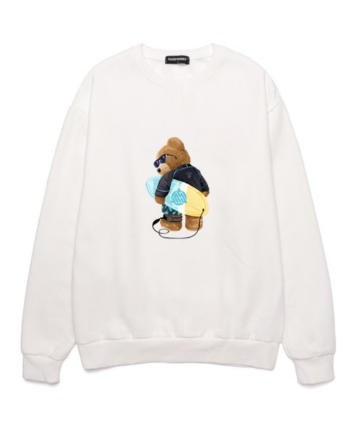 SURF BOARD BEAR NO.2 오버핏 맨투맨 (VLS0009) 화이트