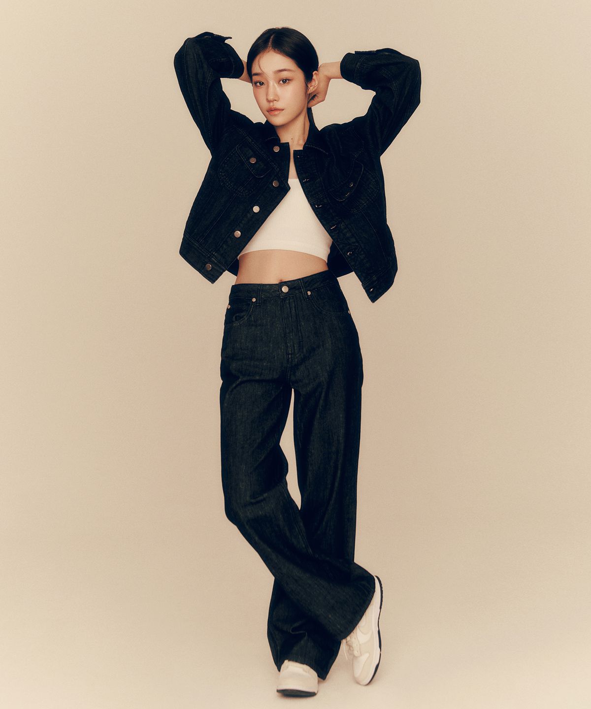 [노윤서 PICK]우먼 스트레이트핏 데님 팬츠 블랙