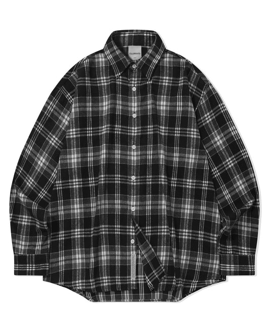 오버핏 포레스트 체크 셔츠-블랙