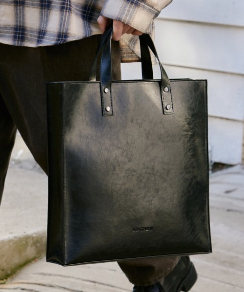 크랙드 스퀘어 토트백 [BLACK]