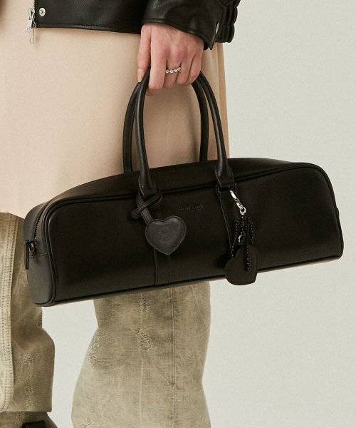 Vegan Leather Bowling Bag in Black