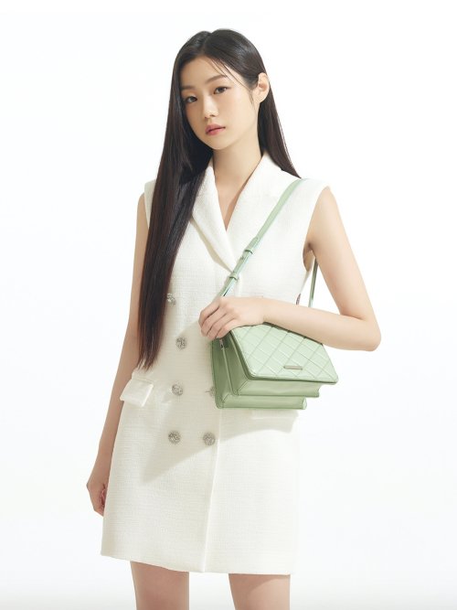 퀼팅 숄더백 그린