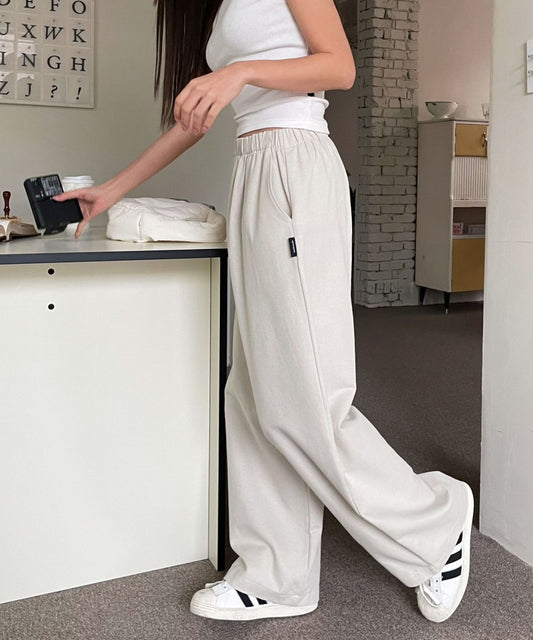 와이드 밴딩 코튼 팬츠 [라이트그레이]