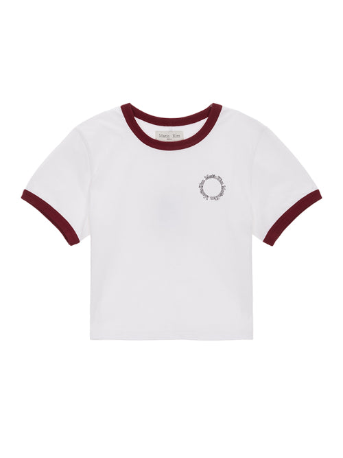 CIRCLE LOGO RINGER CROP TOP IN RED