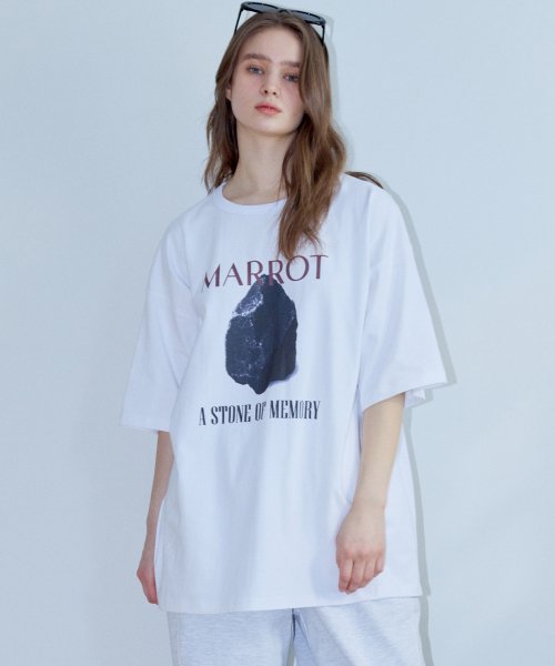 스톤 오버사이즈 티셔츠_화이트