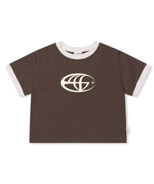 ESCF ELLIPSE LOGO 프린트 크롭 티셔츠 브라운