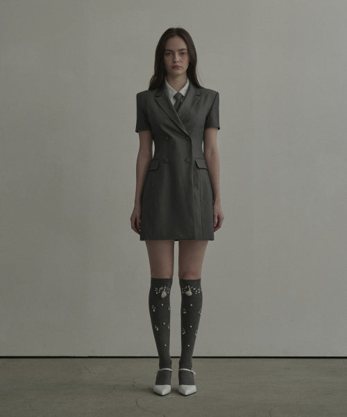 젠 하프슬리브 수트 자켓 드레스 - 그레이