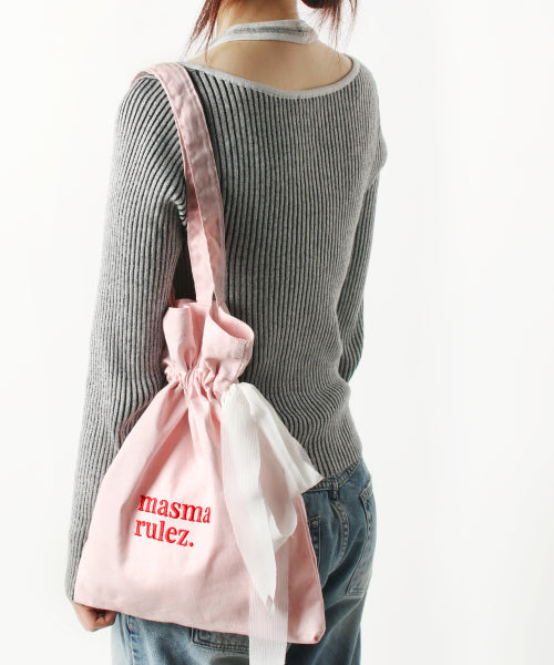 Ribbon eco bag_pink