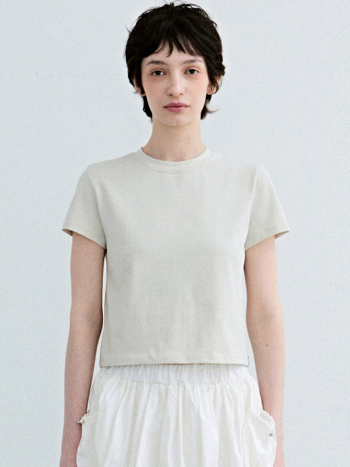 MINIMAL ESSENTIAL CROP TOP_GRAY BEIGE