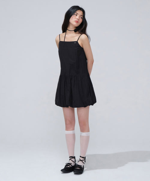 우먼 벌룬 미니 원피스 블랙
