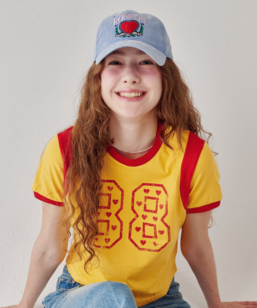 LINGER HEART 88 CROP T SHIRT YELLOW