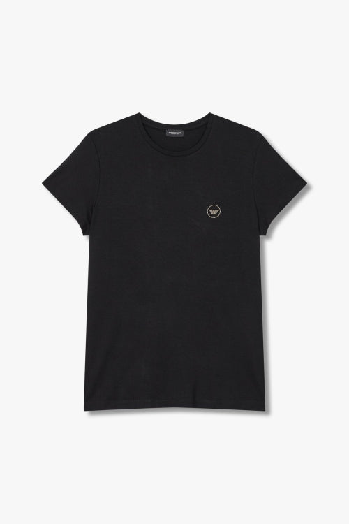 여성 이글 로고 레이온 라운지 티셔츠_블랙_0824114508