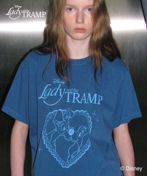 HEART LADY AND THE TRAMP BASIC FIT T SHIRT BLUE