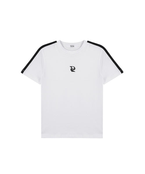 FITTED LINE COTTON TEE, WHITE