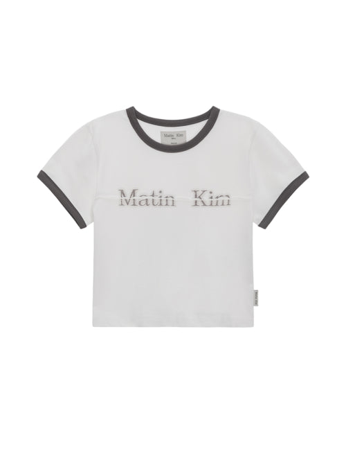CUTTED LOGO RINGER CROP TOP IN WHITE
