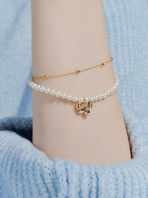 jane ribbon pearl bracelet