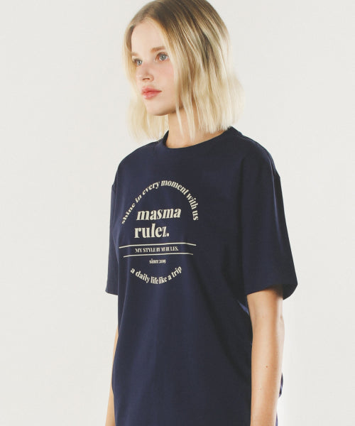 circle symbol cool cotton T-shirt _Navy