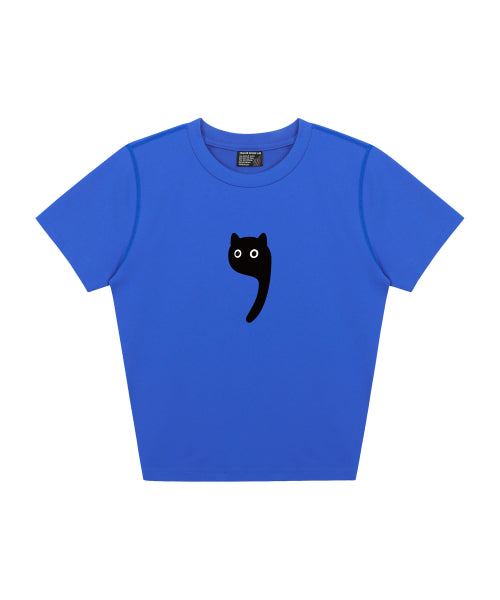 DW 레스트캣 크롭 반팔티셔츠 블루