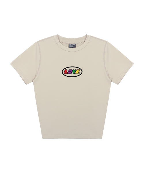DW 러블리 크롭 반팔티셔츠 베이지