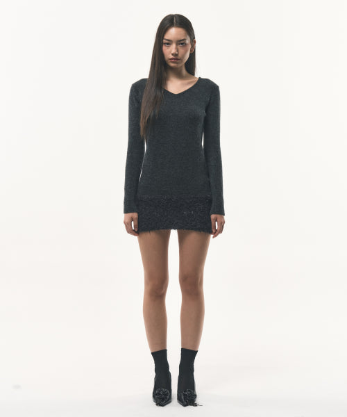 hairy knit dress (Charcoal)